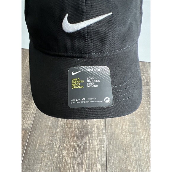 Nike Logo Cap Hat Boys Youth One Size Fits Most Black Adjustable - Picture 2 of 11